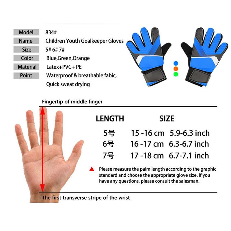 Guanti da portiere di calcio per bambini guanti da portiere in lattice traspirante antiscivolo Anti-collisione per ragazzi e ragazze