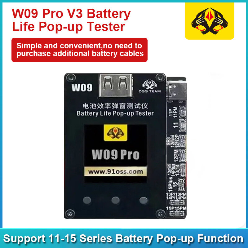 OSS W09 Pro V3 alat deteksi kesehatan, alat perbaikan baterai Pop-up untuk IP 11-15 seri penuh Pop-up