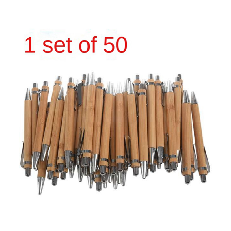 50PCS Bamboo Ballpoint Pen Advertising Pen Environmental Protection Pen Writing Tools
