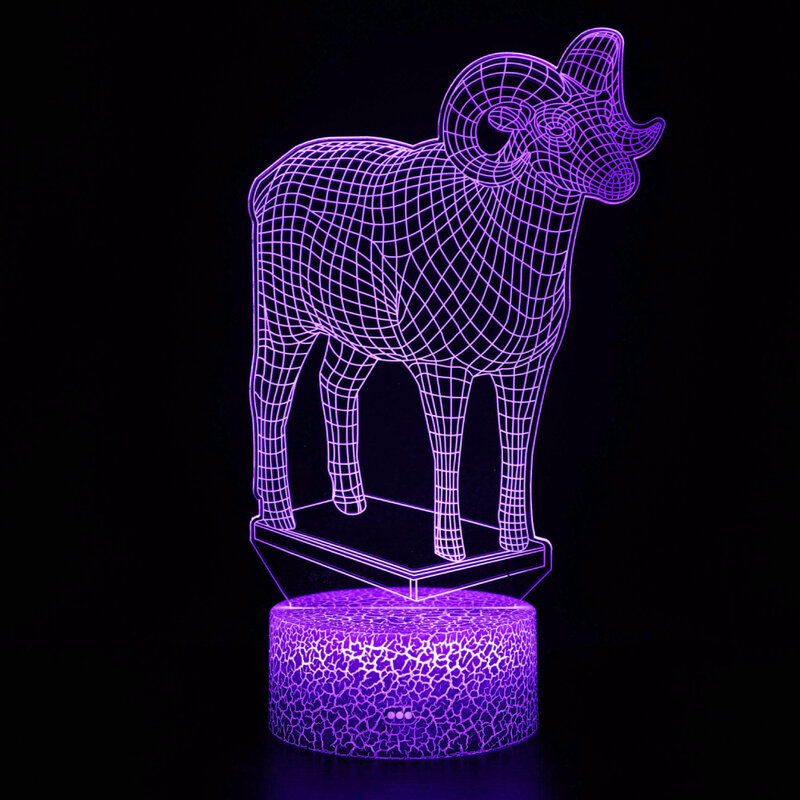 Lâmpada LED 3D Sheep Illusion, Night Light, 7 Color Changing, Quarto, Decoração de Cabeceira, Presente para Crianças, Eid Al Adha, Amigos