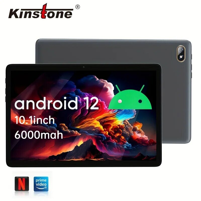 Kinstone 10.1 Tablet 6000mAh Battery Tablet PC Android 12 Tablet IPS HD+ Display Google GMS Certified Wi-Fi Tablet Dual Camera