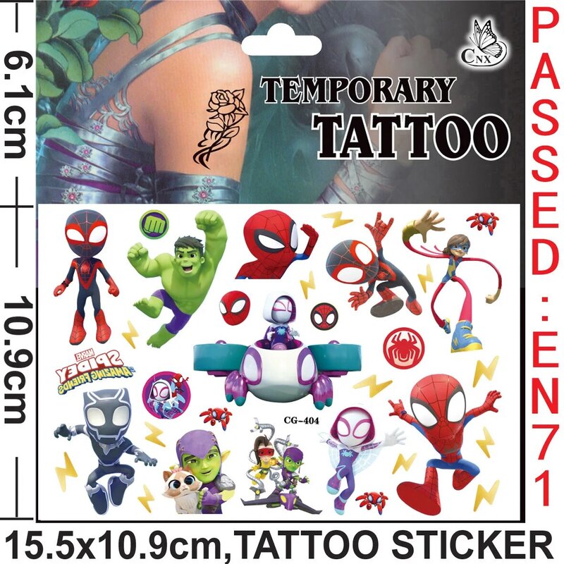 1 buah Spidey tato sementara teman-teman yang menakjubkan untuk anak-anak perlengkapan pesta ulang tahun stiker tato lucu dekorasi
