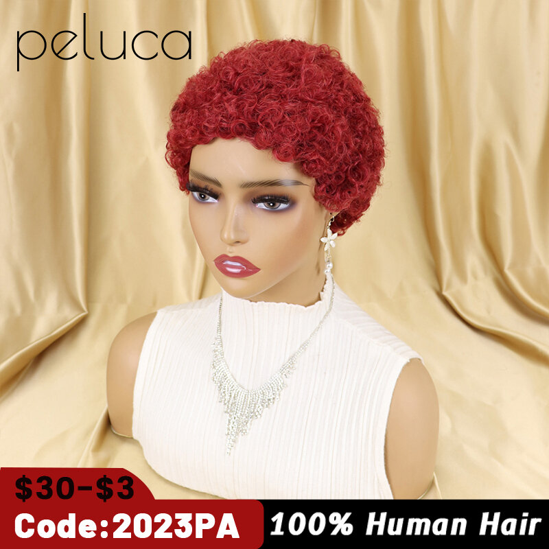 Short Curly Human Hair Wigs Pixie Cut Brazilian Remy Wigs for Women Human Hair Natural Black 180% Density Afro Kinky Curly Wig