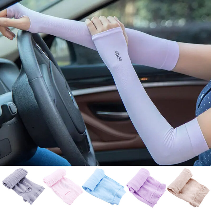 1Pair Arm Sleeves Sun UV Protection Hand Cover Stretchy Sports Sleeve Summer Cooling Running Fishing Cycling Outdoor Sportswear