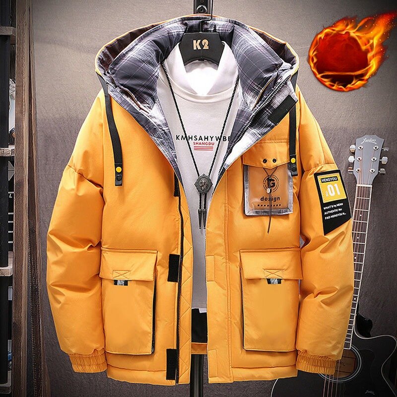 Jaket katun empuk pria, jaket tebal sangat dingin musim gugur musim dingin 2023, mantel longgar merek trendi