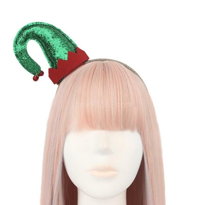 Adult Teens Christmas Headband Sequins Santa Hat Shape Hair Hoop Carnivals Party Headpiece Prom Party Cosplay Props