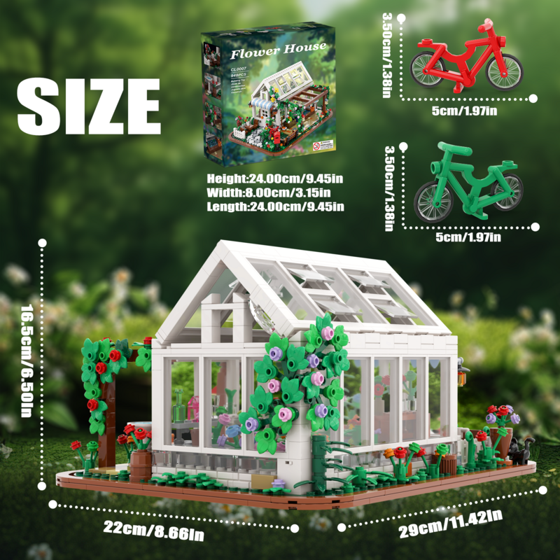 Building Blocks Flower House with Led Light- Inspire Creative Play and Gardening Skills - Perfect Gift for Kids and Nature Lover