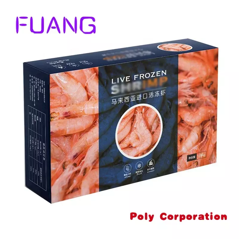 Custom  Manufacturer Frozen Shrimp Food Box Custom Designs Corrugated Seafood Packaging Boxes