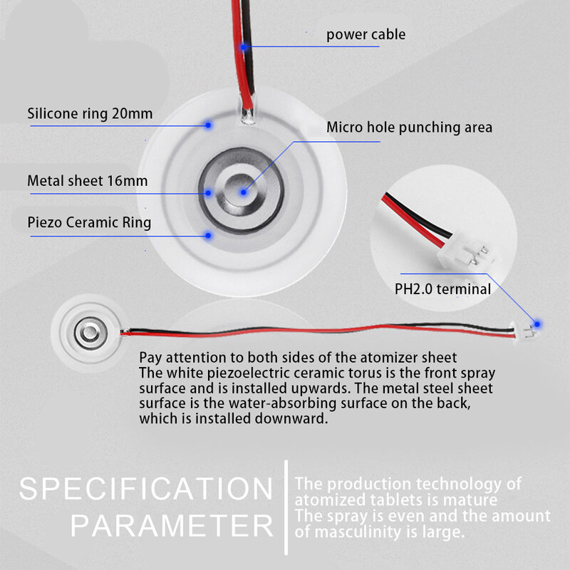 16mm 20mm 1,5-3W macchina ultrasonica della nebbia trasduttore atomizzatore atomizzatore pellicola accessori piastra umidificatore gomma guarnizione
