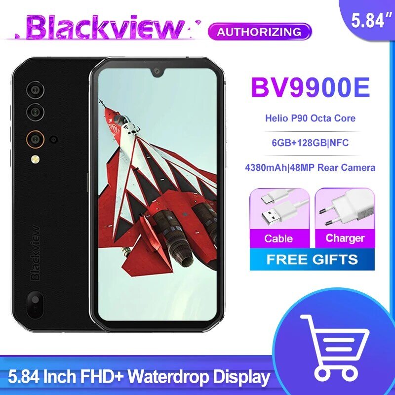 Blackview BV9900E 6GB + 128GB IP68 Wasserdichte Smartphone 5.84 ''4380mAh Helio P90 Octa Core 48MP Android 10,0 robuste Handy
