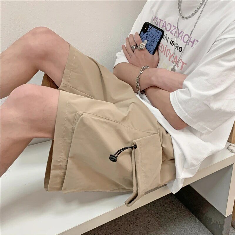 Summer Cargo Shorts Multi-pocket Solid Color Casual Shorts Loose Breathable Beach Five Trousers Male Jogging Sport Trousers E66