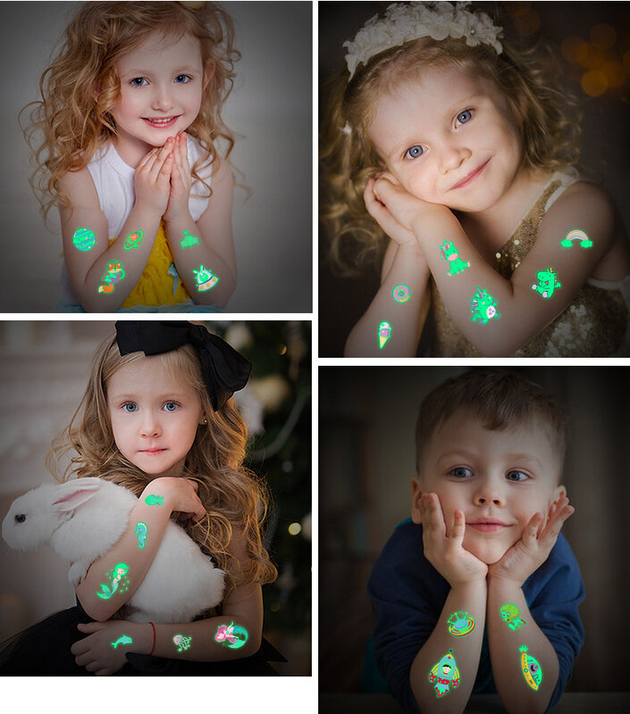 5 листов/набор, Детские светящиеся тату-наклейки на руку и лицо