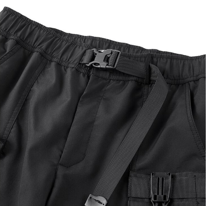Celana kargo musim panas longgar Multi Pocket City Tactical Y2K Cyber Punk Streetwear pria Capris celana kargo celana pendek untuk pria warna hitam