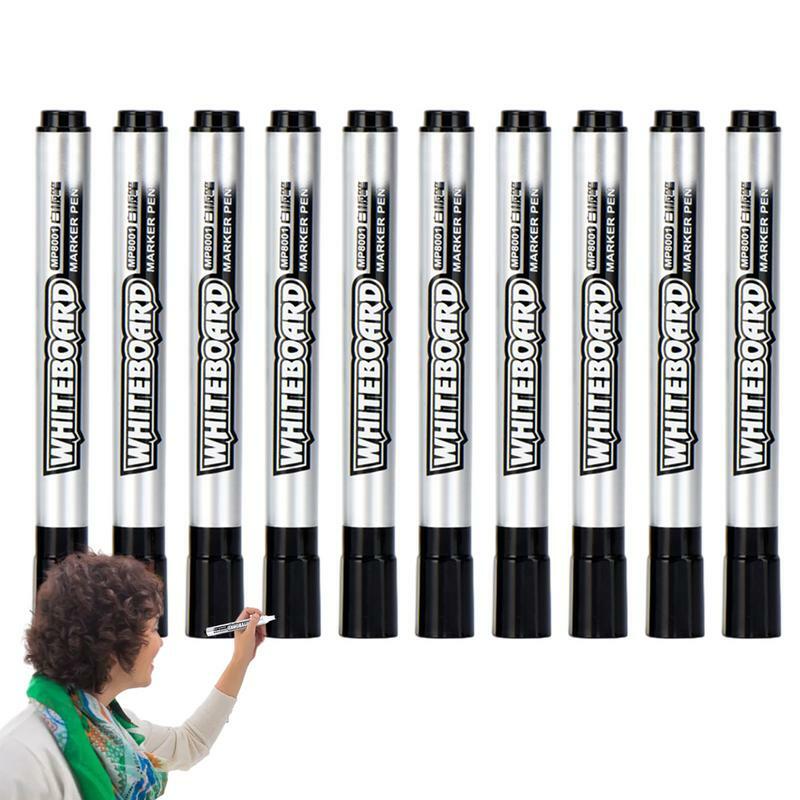Набор ручек для белой доски, стираемые маркеры для сухого стирания, 10 шт., черный цвет, стираемые ручки для сухого стирания и влажного стирания, ручки для белой доски
