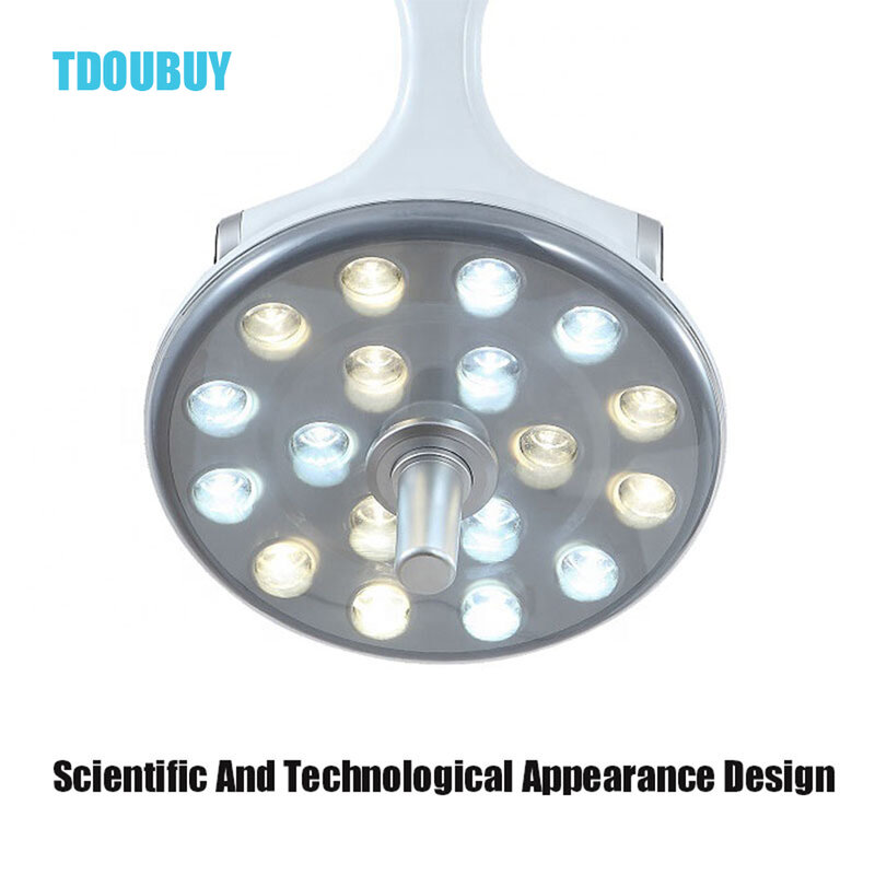 TDOUBUY lampu Klinik Oral 18 bohlam, cahaya dingin LED Switc sentuh untuk perawatan gigi, jenis Unit kursi (kepala lampu + lengan Lampu)