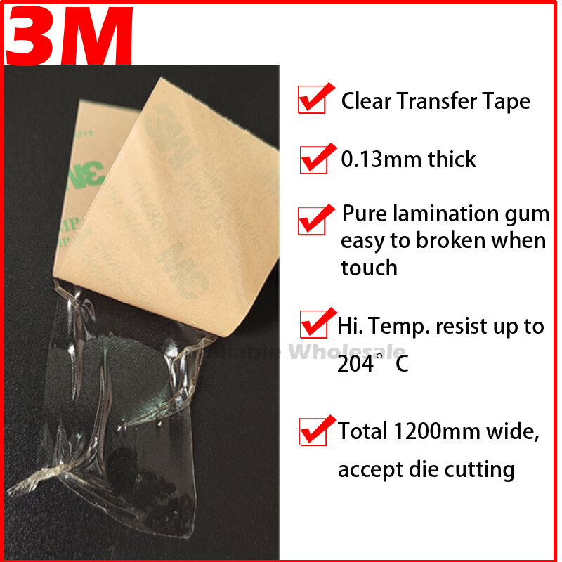 2pcs 3M (10cm*20cm) 468MP Die Cut Double Sided Adhesive Transparent Sticker for Phone Tablet Pad Keyboard Rubber Fix