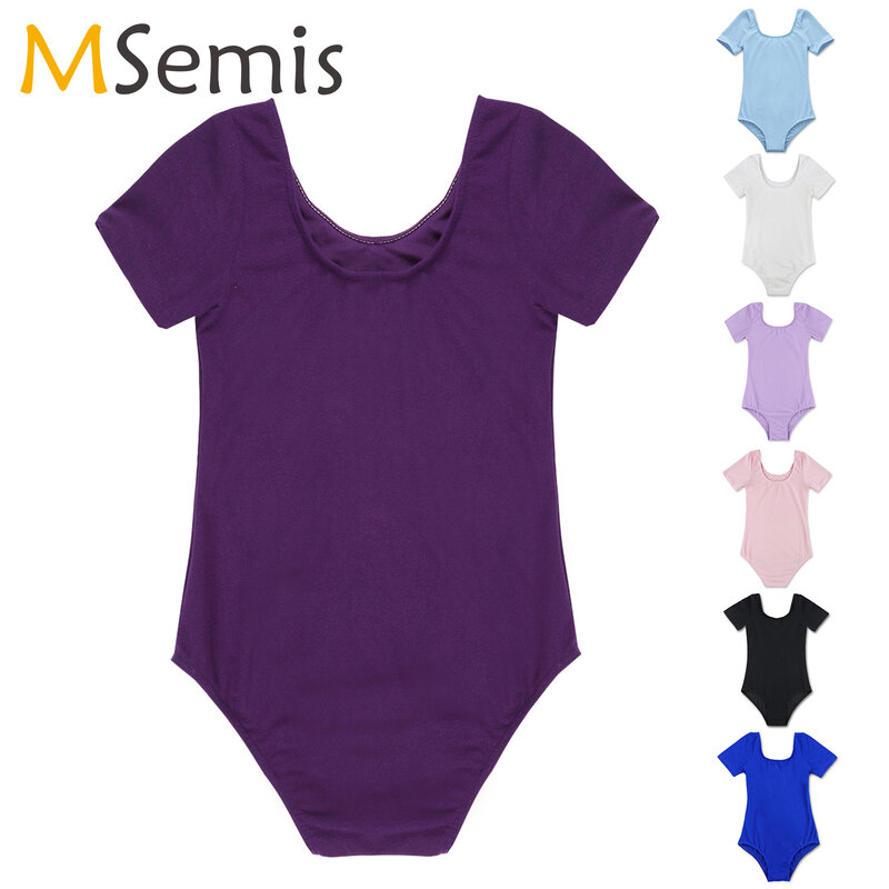 MSemis – justaucorps en coton pour filles, vêtements de danse, de Ballet, de gymnastique, noir, violet