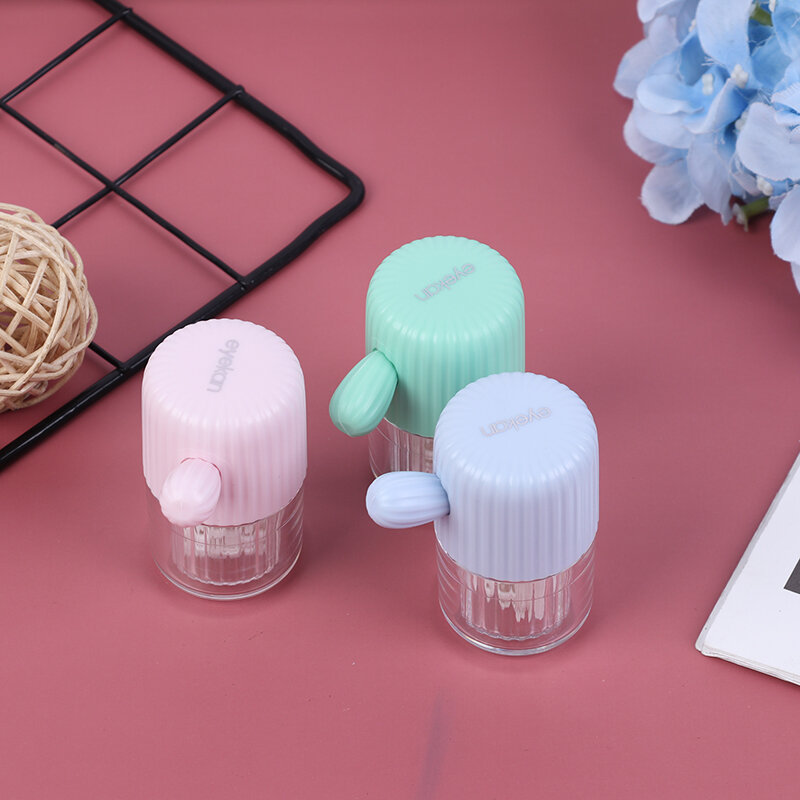 1PCS Contact Lens Cleaner Portable Manual Cleaning Cosmetic Contact Box Travel Contact Lens Case Manual Rotary Cleaner