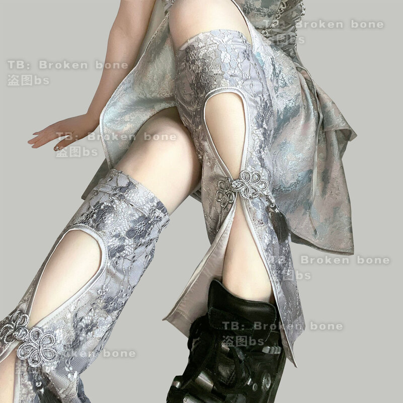 التصميم الأصلي فاسق فتاة اليابانية طوكيو الأبيض الساق غطاء الدم طباعة جوارب السيقان الساق كم القوطية النساء الملابس