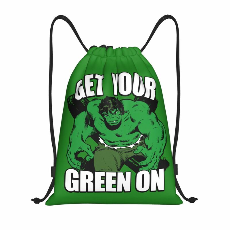 Рюкзак Халк на шнурке для мужчин и женщин, складной спортивный ранец зеленого цвета, тренировочные сумки для хранения