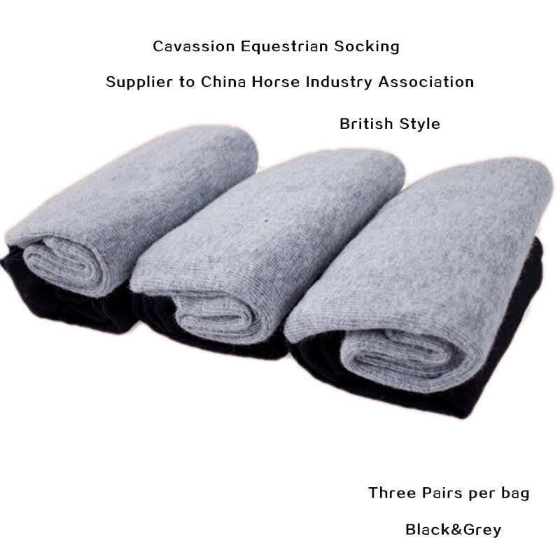 Homens de algodão confortável MensMeias equestres, meia longa cinza, absorção de umidade, absorção de umidade, marca qualidade, 3 pares