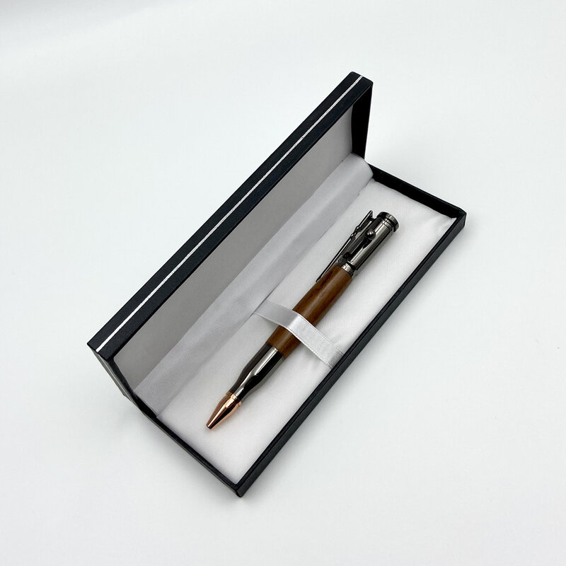 Bolígrafo de Gel de presión para estudiantes, pluma de abanico militar de Metal y madera maciza de alto valor