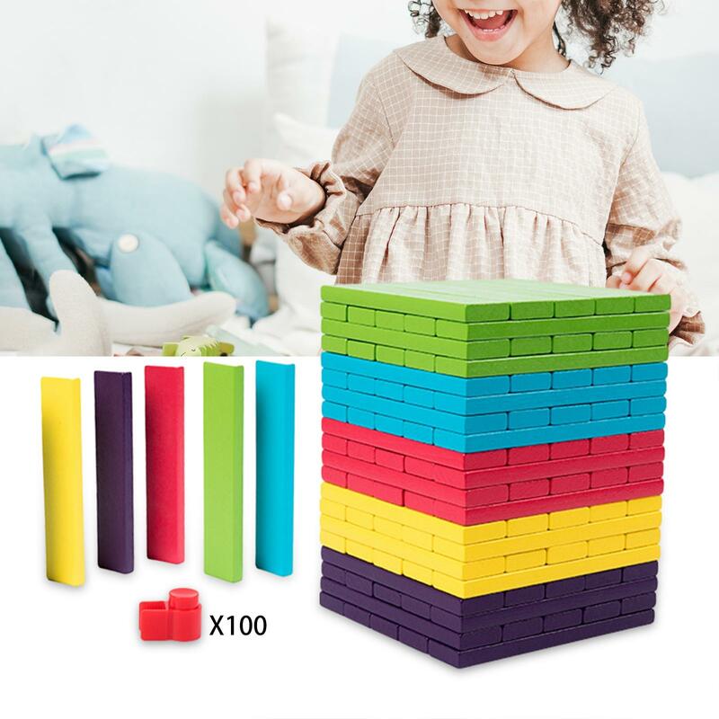 100Pcs Wooden Stacking Games Puzzles, Development Toys, Montessori Toys Tumbling Block for Birthday Gifts Festival Preschool