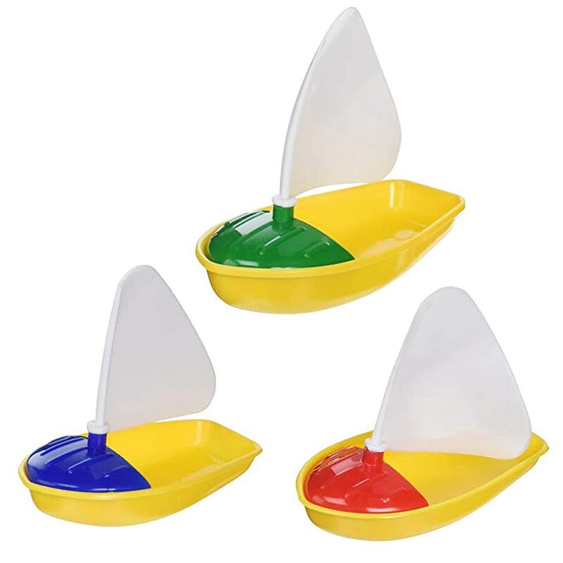 Mainan kapal layar plastik mandi 3 BH, bak mandi perahu layar (aneka warna kecil + Tengah + Ukuran)