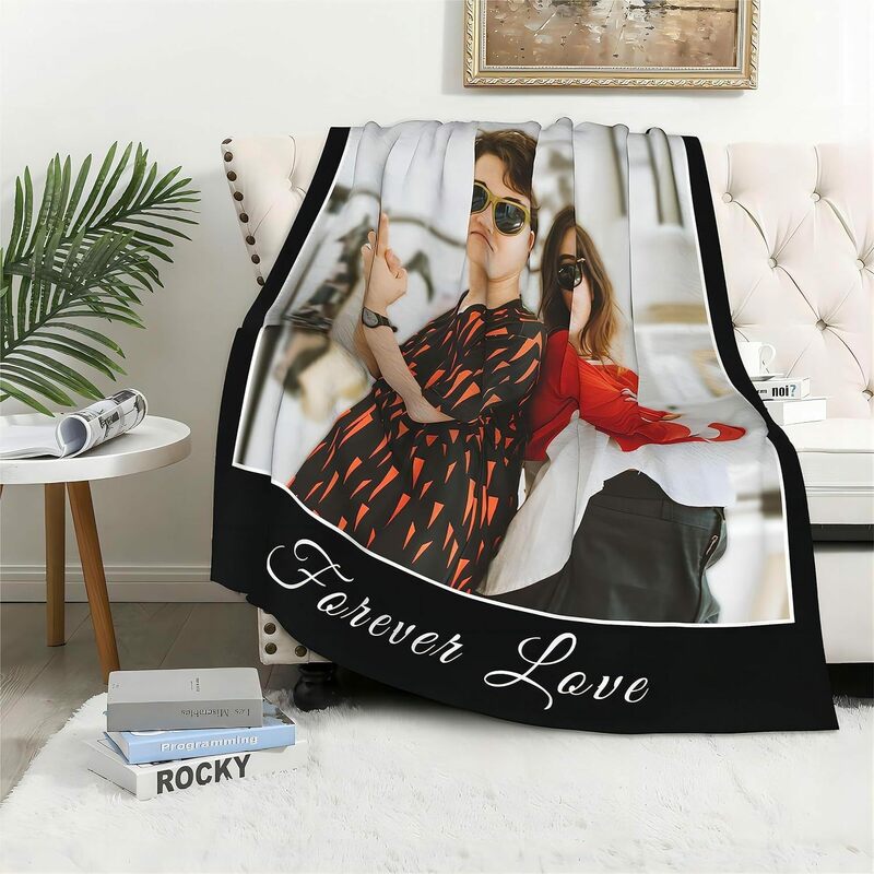 Foto cobertor personalizado para Dia dos Namorados e aniversário, Imagem personalizada, Presente