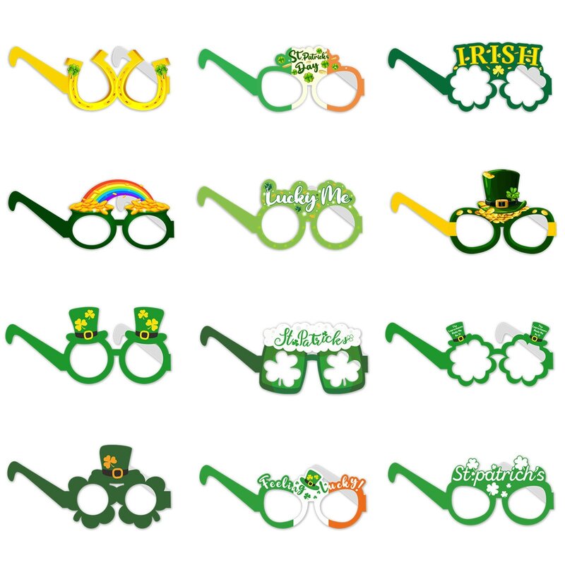 St. Patrick kacamata dekoratif Hari anak-anak, topi hijau, bingkai kacamata plastik, bingkai pakaian anak-anak, suasana Festival Irlandia