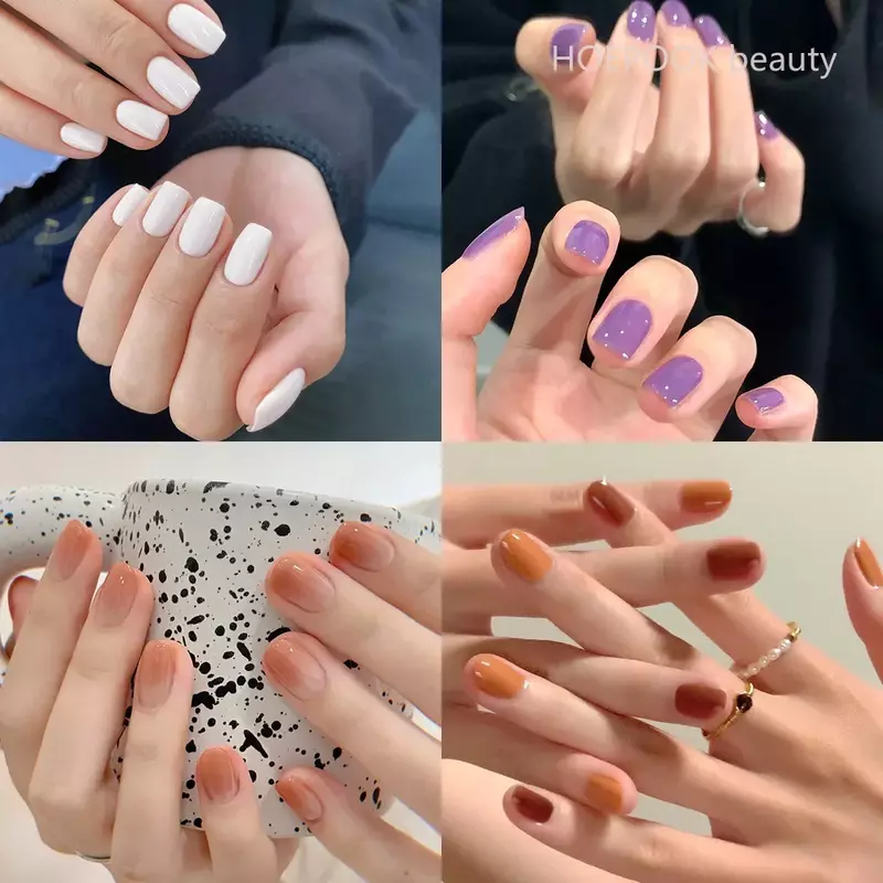 Pegatinas de uñas de Gel de Color sólido, pegatinas de Arte de uñas de moda Simple, pegatina impermeable Simple de cobertura completa para mujeres y niñas