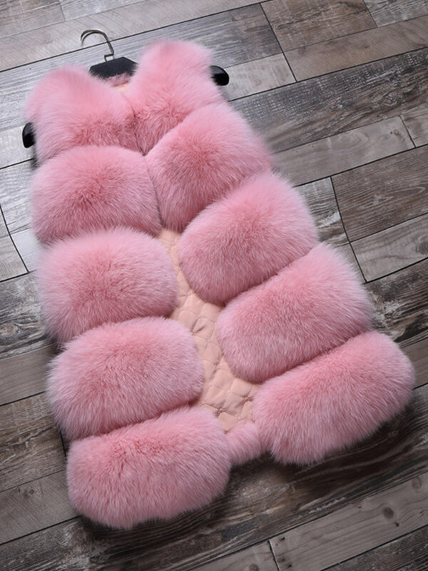 Colete de pele de raposa falso feminino, colete sem mangas, jaqueta fofa, pele artificial, casacos, roupas de inverno, outono, 2023