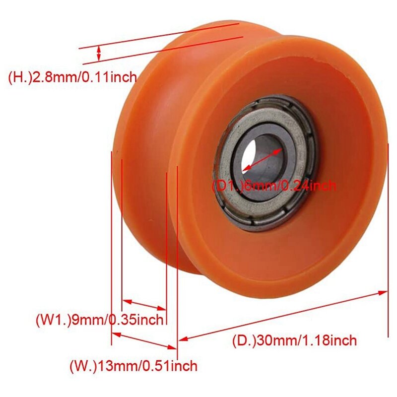 12Pcs 6X30x13mm Plastic Coated Sealed Bearings Steel 606ZZ Deep U Groove Guide Pulley Rail Ball Rolling Bearing Wheel