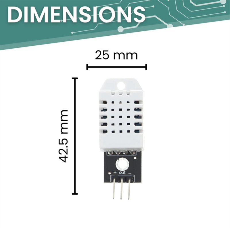 Temperature and Humidity Sensor for Arduino, for Raspberry Pi - Including Connection Cable, 5 Pieces
