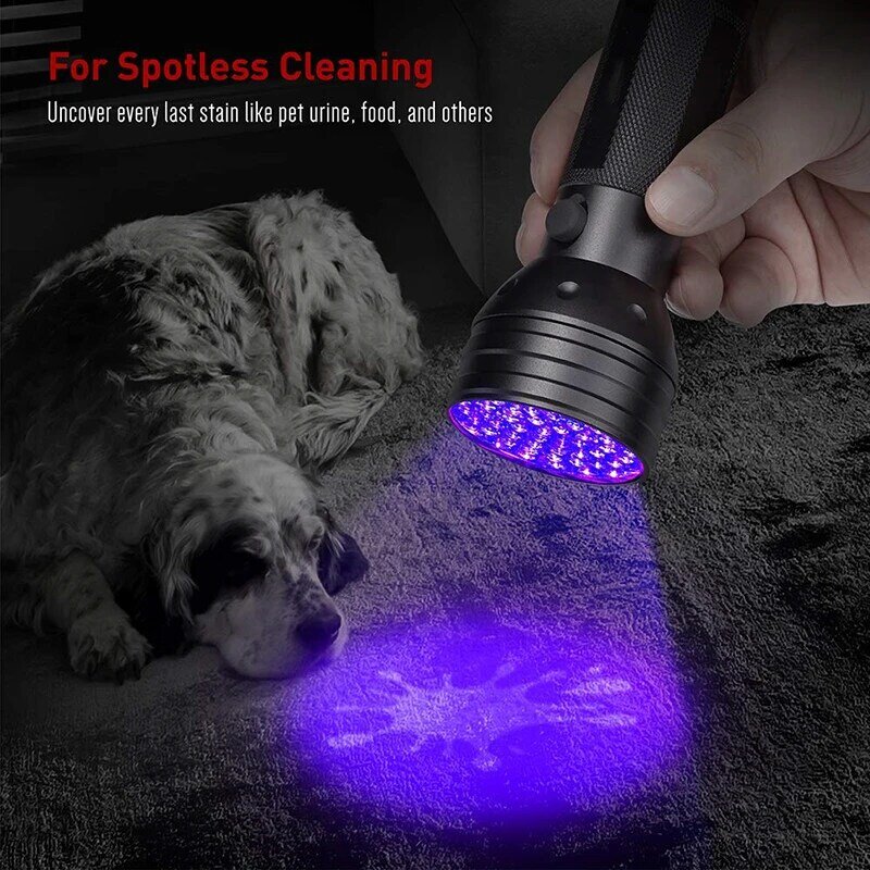 Torcia UV a luce nera 395nm Blacklights rilevatore portatile a torcia portatile a raggi ultravioletti per macchie secche di urina per animali domestici scorpioni