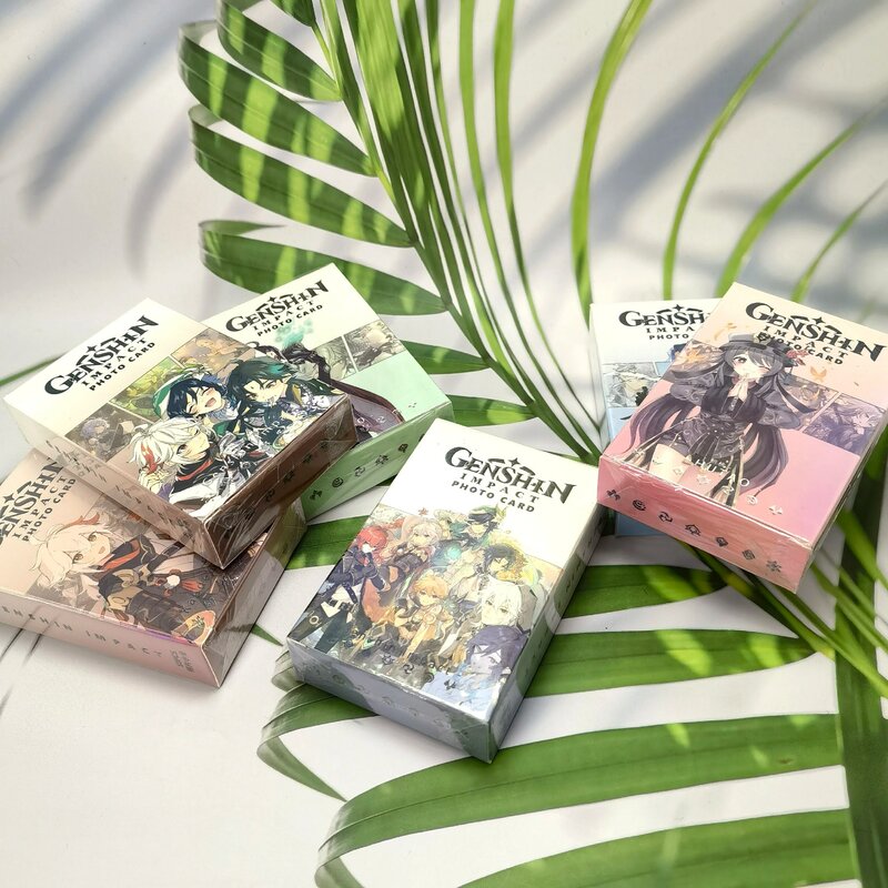 50 buah/set kartu foto karakter permainan baru Furina Neuvillette wranguhesley Kazuha Wanderer Xiao Venti kotak hadiah koleksi kartu Lomo