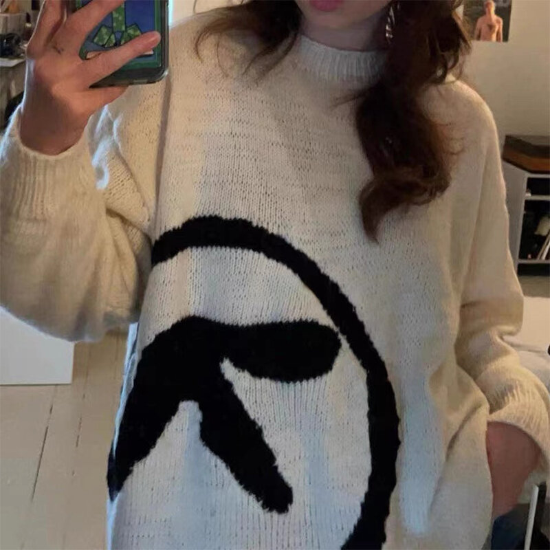 Maglione da uomo Aphex Twin Knit inverno oversize Vintage manica lunga top maglione Pullover Y2k Streetwear Graphic Fashion abbigliamento