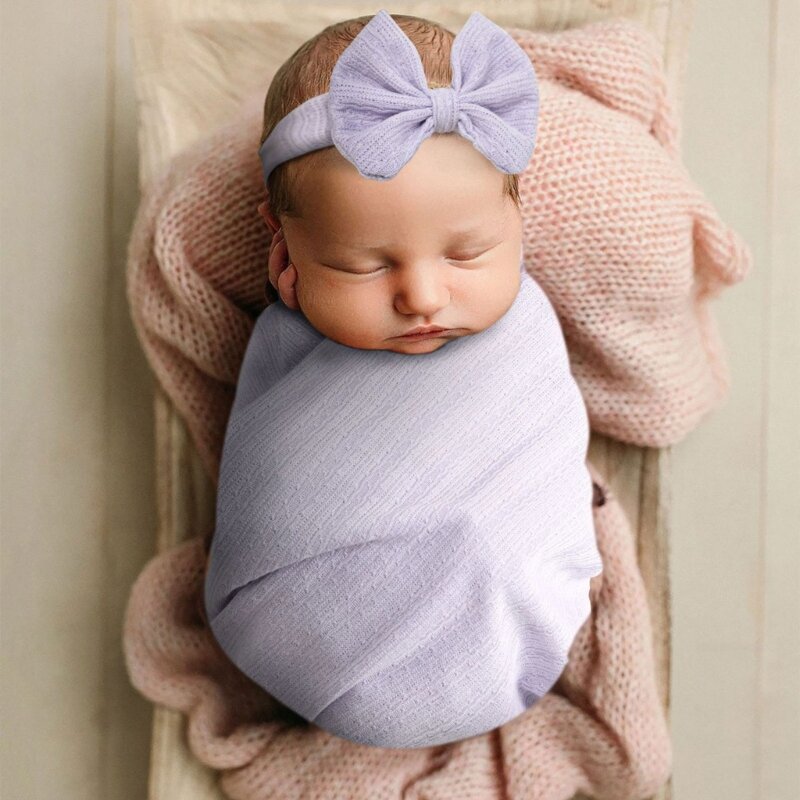 Couverture pose Photo pour bébé 0 à 1M, bandeau à nœud élastique, accessoires fête prénatale