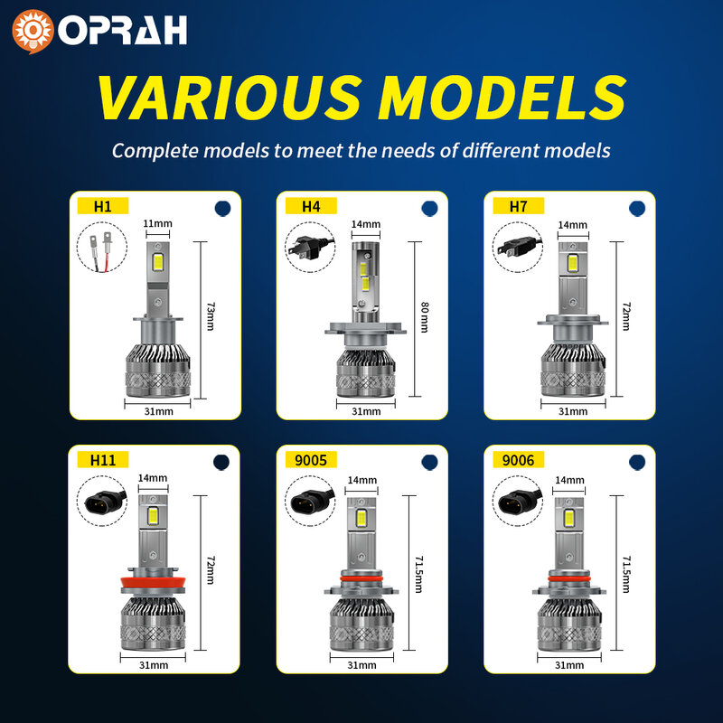 Oprah LED H4 H7 H11 H8 lampadina per fari auto 60W Canbus CSP 3570SMD 9005/HB3 9006/HB4 9003/Hi/Lo Beam 20000LM fendinebbia per veicoli 12V