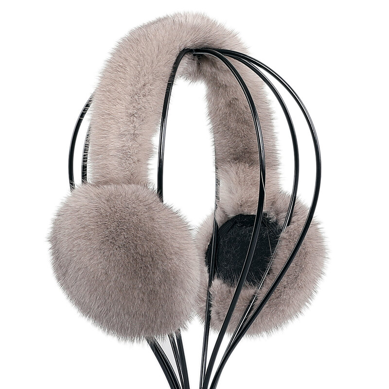 Pelindung telinga wanita, mewah musim dingin hangat bulu Mink asli penutup telinga penutup telinga penutup telinga penutup dingin luar ruangan
