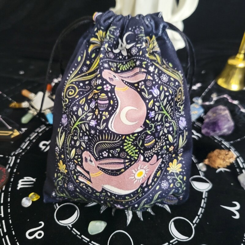 Tree-of Life-Altar Tarot Card Storage Bag Printed Dices Bag Tarot Card Holder Jewelry Pouch Velvet-Drawstring Gift Bag