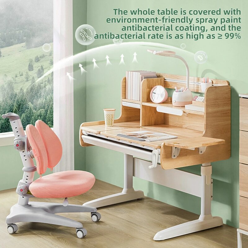 Le più nuove vendite calde all'ingrosso Eco Friendly regolabile bambini studio tavolo e sedia rosa giallo verde arancione