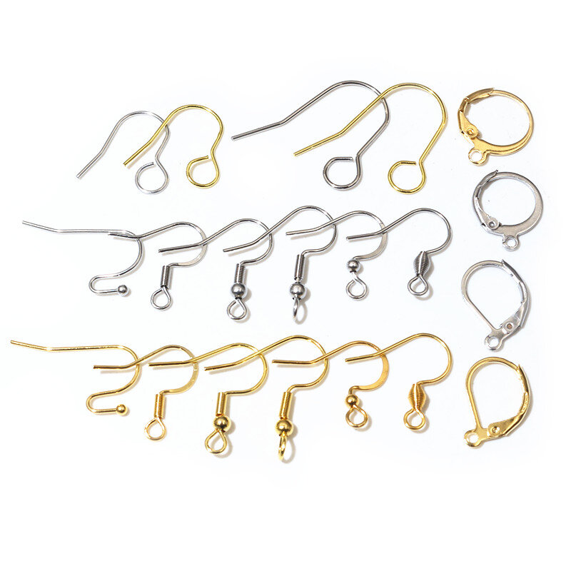30-100pcs thép không gỉ tự làm Bông tai móc Clasp phát hiện handmade trang sức làm phụ kiện earwire phụ kiện thép vàng