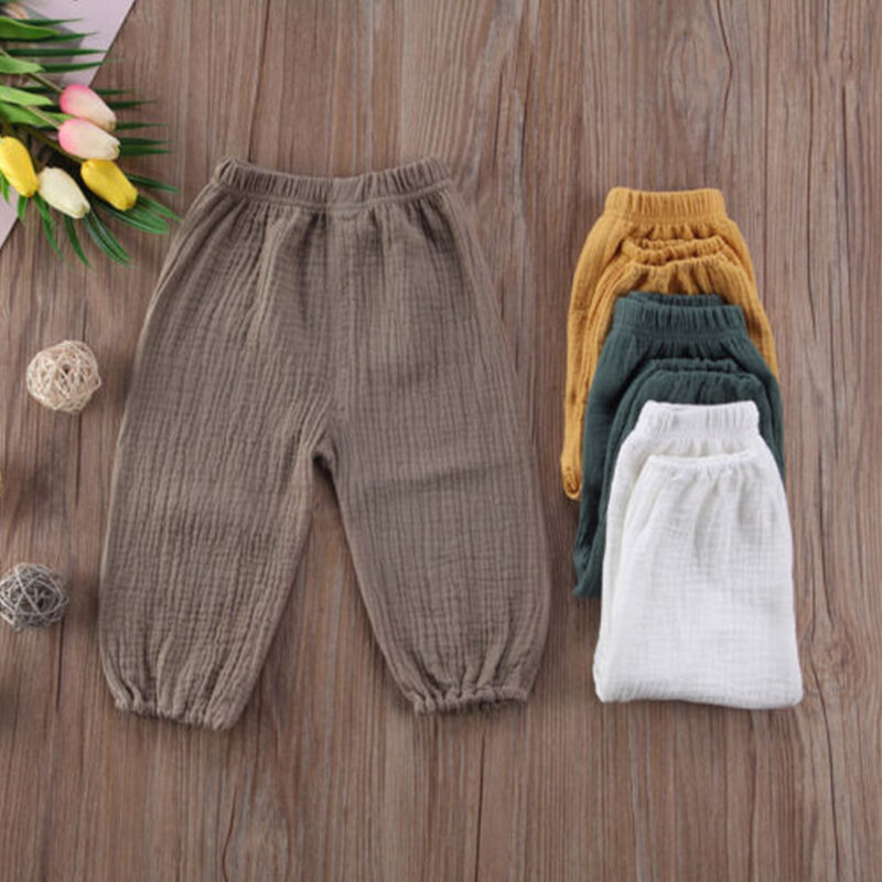 Pantalones de algodón para bebés, bombachos sueltos con cordón, ropa informal para niños y niñas, Otoño, primavera y verano