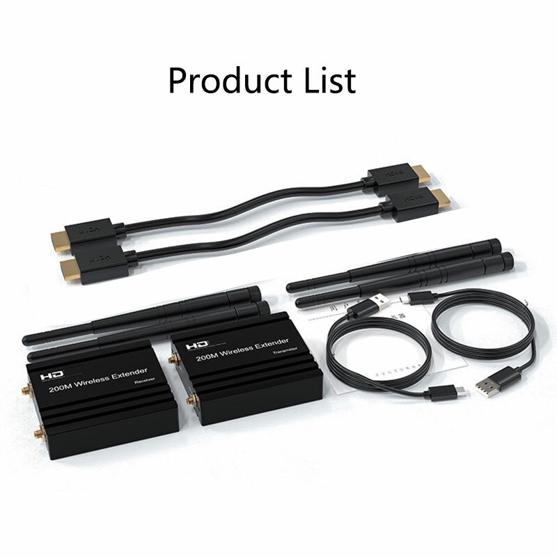 Transmisor extensor inalámbrico compatible con HDMI, 200M, 1080P, compatible con pantalla de 1 TX a 2/3/4 RX para NVR, ordenador portátil y PC