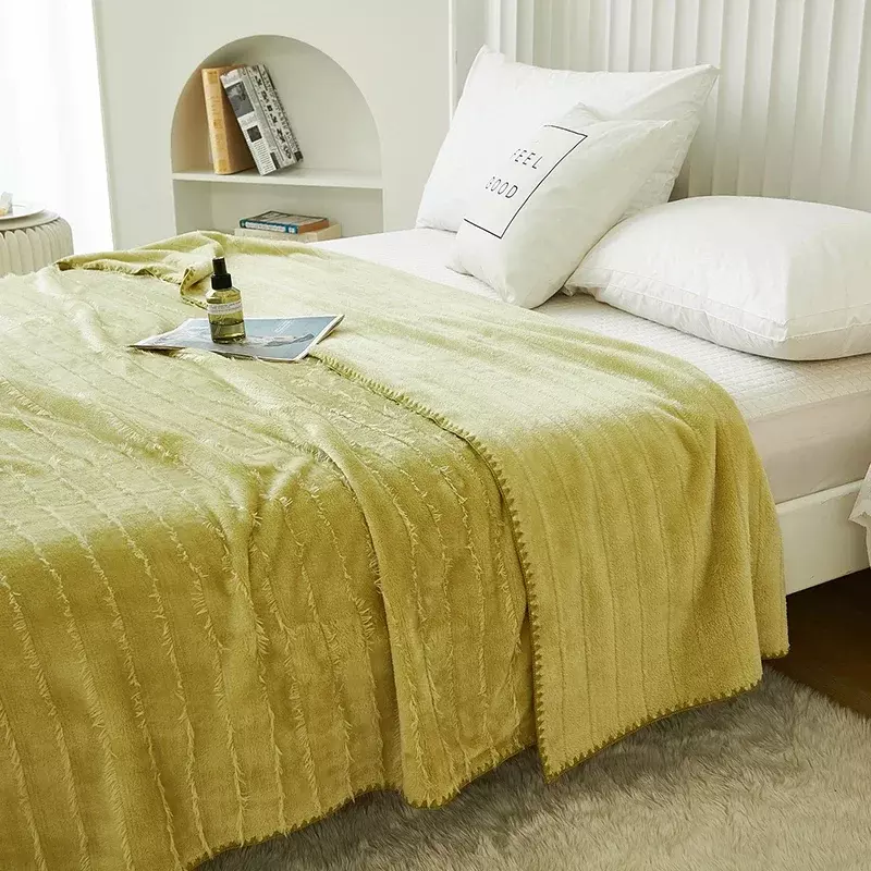 Couverture en velours avec glands, couvre-lit en microcarence, drap de lit en peluche, couvertures de canapé douces, point sur le lit, 2006, hiver