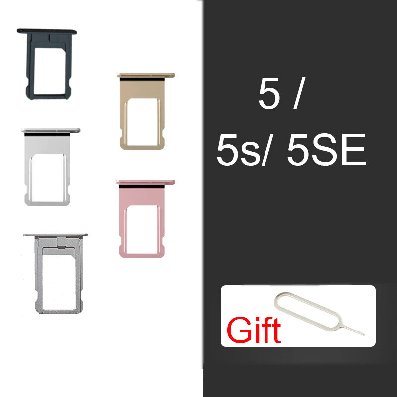 For iPhone 5s Sim Card Tray Micro SD Holder Slot Sim Card Tray for iPhone 5 SE Gray Black with free Open Eject Pin Key