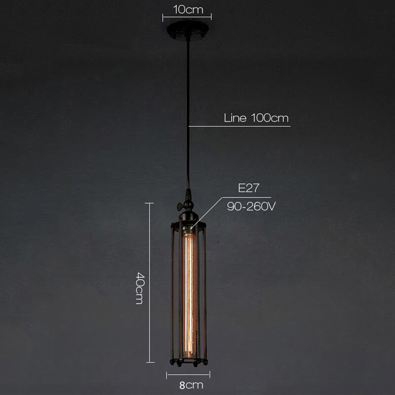 ヴィンテージスタイルの工業用吊り天井ランプ,エジソン照明,ロフト,リビングルームに最適,E27ベース