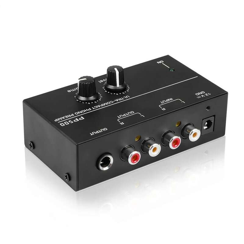 Ultra-Compact Phono Preamp PP500 with Bass Treble Balance Volume Adjustment Pre-Amp Turntable Preamplificador US Plug