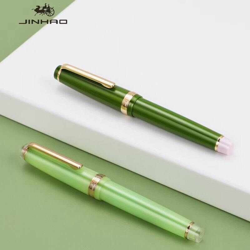 럭셔리 Jinhao 82 만년필 투명 아크릴 펜, 골든 스핀 EF F 펜촉, 비즈니스 사무실 학교 용품, 필기 잉크 펜